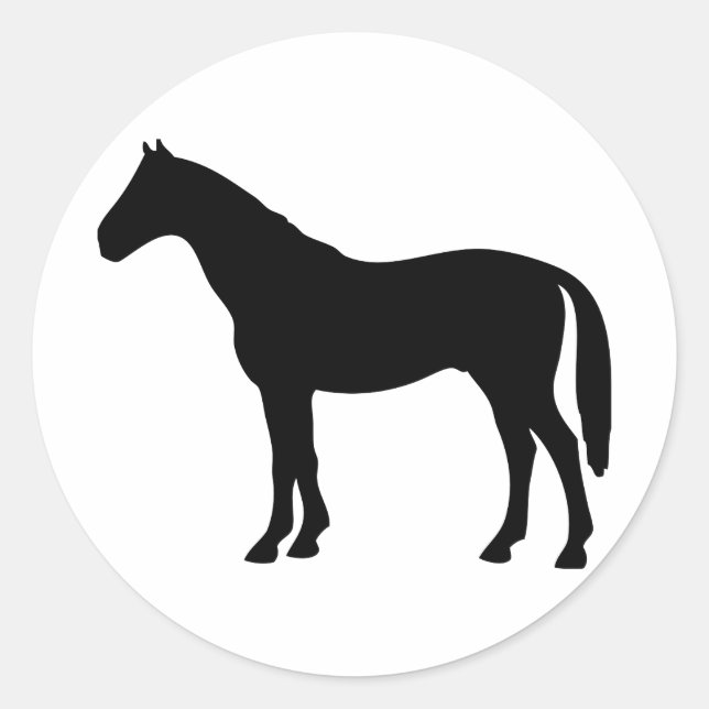 black horse - horses classic round sticker (Front)