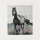 Black Horse in Wildflowers