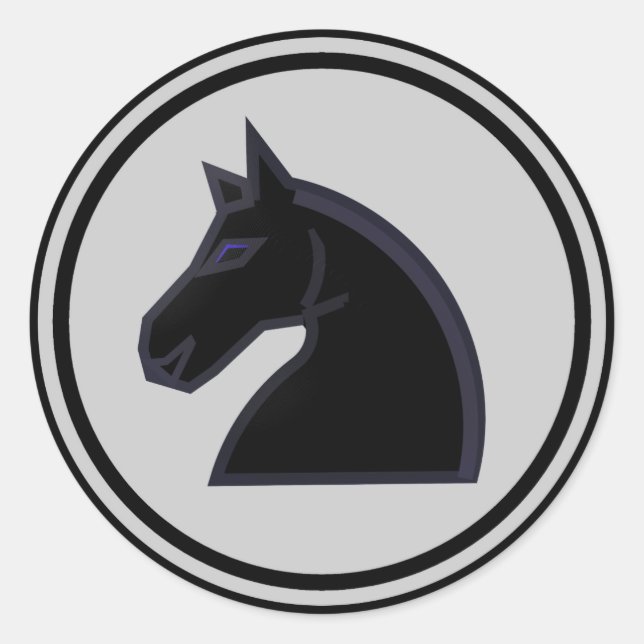 Black Horse Knight Chess Piece Classic Round Sticker (Front)