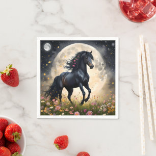 Black Horse Moon Flower Field, Napkin
