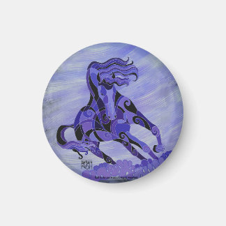 Black Horse on Purple Background Magnet