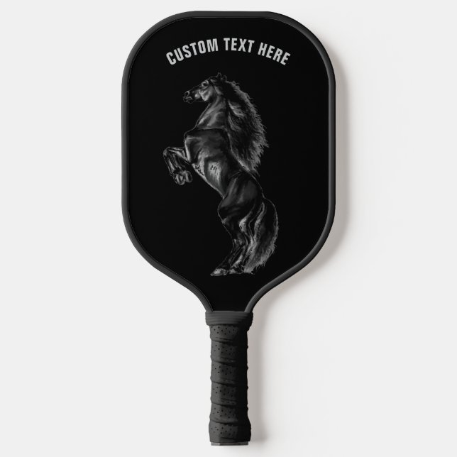Black Horse Pickleball Paddle Personalized Text (Front)