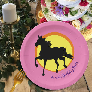 Black Horse plates, Running Horse, Birthday Paper Plate