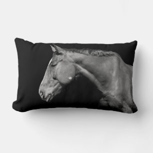 Black horse - portrait lumbar pillow