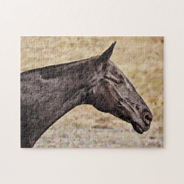 Black Horse Profile Medium Puzzle (Horizontal)