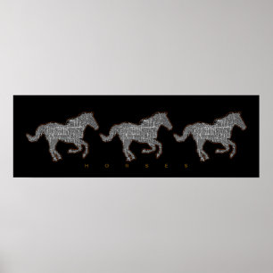 black horse running poster