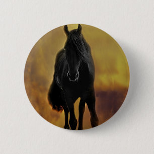 Black Horse Silhouette 2 Inch Round Button