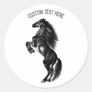 Black Horse Stickers with Custom Text