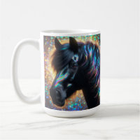 Black Horse with Iridescent Mane