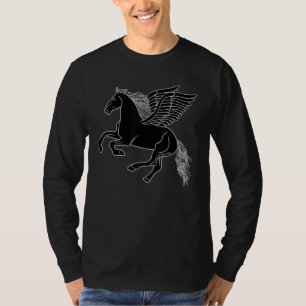Black Horse With Wings Pegasus T-Shirt