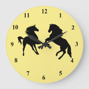 Black Horses - Choose / Add Your Text / Colours Large Clock