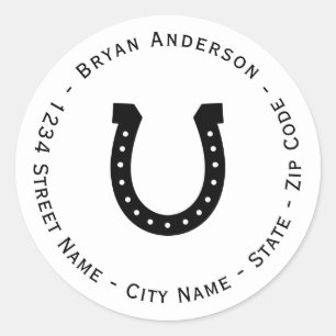 Black Horseshoe Return Address Label
