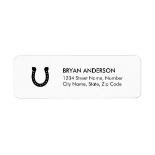 Black Horseshoe Return Address Label