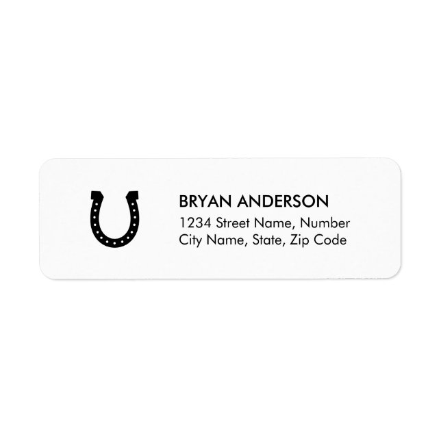 Black Horseshoe Return Address Label (Front)