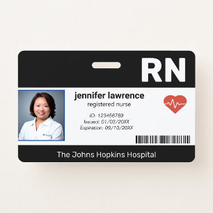 black Hospital Medical Employee Photo ID Badge