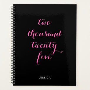 Black Hot Pink 2025 Two Thousand Twenty Five Planner