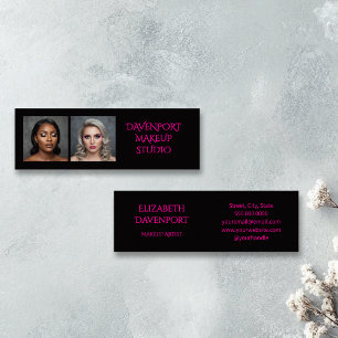 Black Hot Pink 2 Photo Makeup Mini Business Card