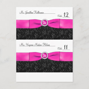 Black, Hot Pink and White Customizable Placecards Postcard