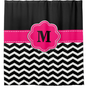 Black hot pink chevron Monogram