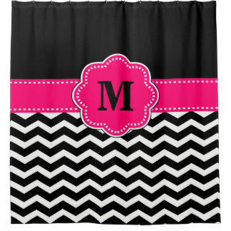 Black hot pink chevron Monogram