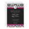 Black Hot Pink Damask Wedding Invitation