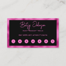 Black & Hot Pink Faux Foil Flat Loyalty Card