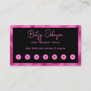Black & Hot Pink Faux Foil Flat Loyalty Card
