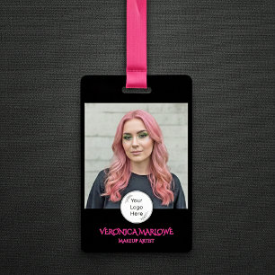 Black Hot Pink Logo Photo Makeup Badge