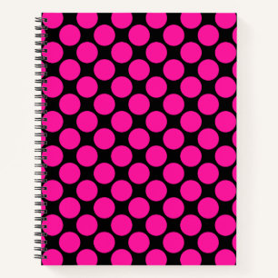 Black Hot Pink Polka Dot Notebook