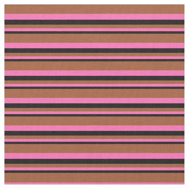 Black, Hot Pink & Sienna Coloured Pattern Fabric (Close Up)