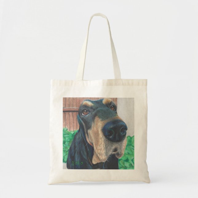 black hound dog tote bag (Front)
