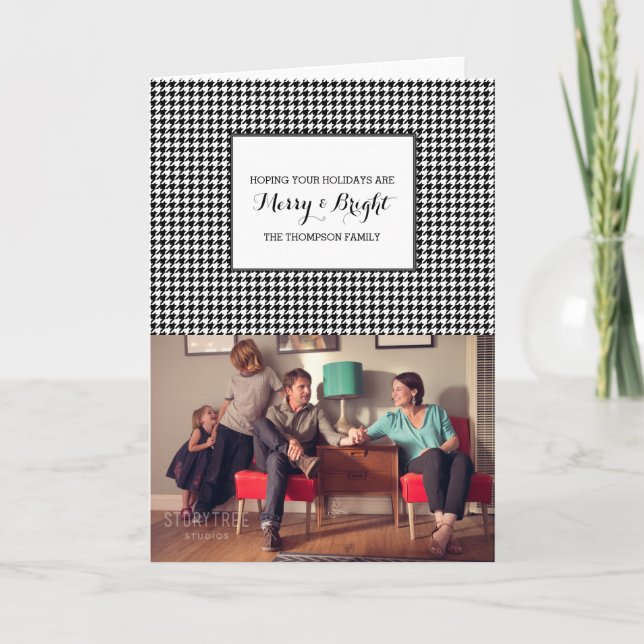 Black Houndstooth Carte photo de vacances (Devant)