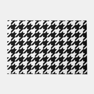 Black Houndstooth Door Mat
