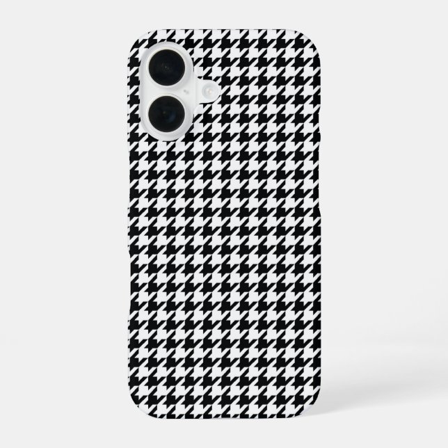 Black Houndstooth iPhone 16 Case (Back)