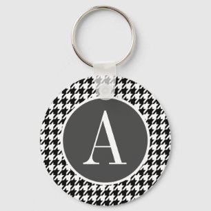 Black Houndstooth Keychain