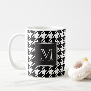 Black Houndstooth Monogram Coffee Mug