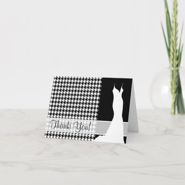 Black Houndstooth Thank You Card (Front)
