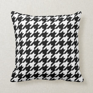 Black Houndstooth Throw Pillow