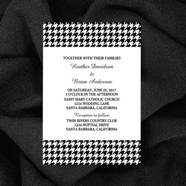 Black Houndstooth Wedding Invite (Black Houndstooth Wedding Invite)