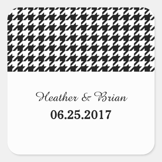 Black Houndstooth Wedding Stickers (Front)