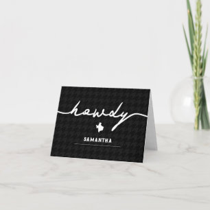 Black Howdy Houndstooth Texas Note Card