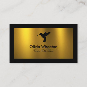 Black Humming Bird Faux Gold Foil Carte de visite