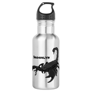 Black hungry scorpion cartoon illustration 532 ml water bottle