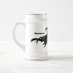 Black hungry scorpion cartoon illustration beer stein