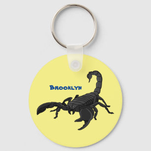 Black hungry scorpion cartoon illustration keychain