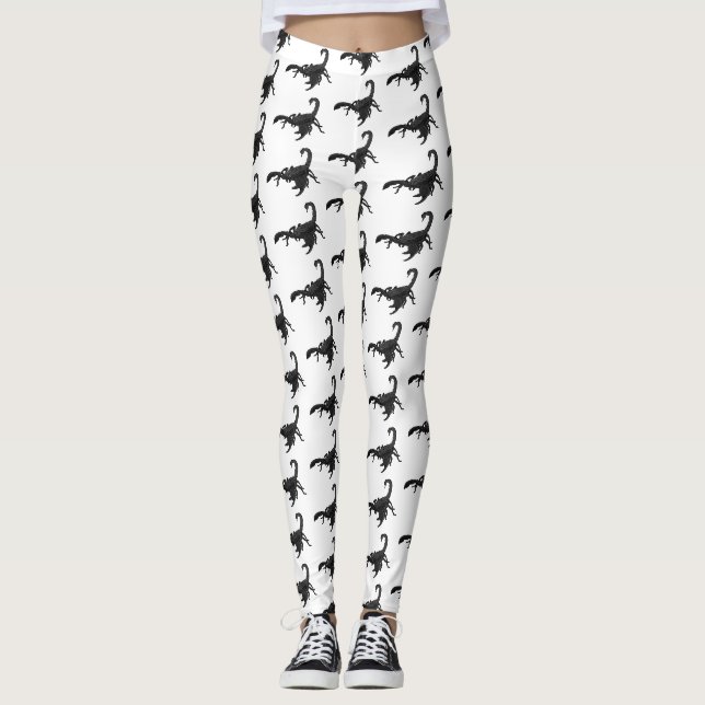 Black hungry scorpion cartoon illustration  leggings (Front)