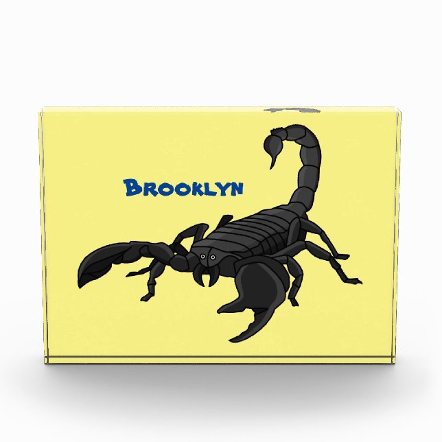 Black hungry scorpion cartoon illustration  photo block (Front)