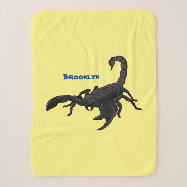 Black hungry scorpion cartoon illustration sherpa blanket (Front)