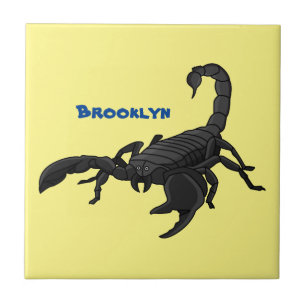 Black hungry scorpion cartoon illustration tile