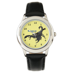 Black hungry scorpion cartoon illustration watch